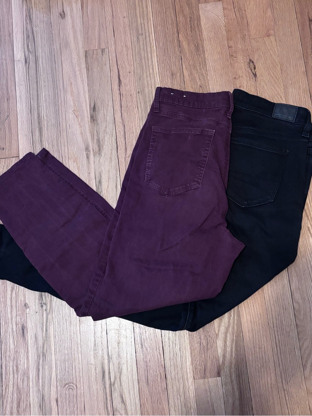 LOFT Skinny Jeans in Plum and Black